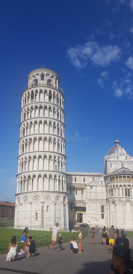 Illustration Of Pizza Tower In Blue Background Stock Photo