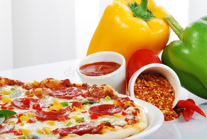 Pizza with vegetable stock photos