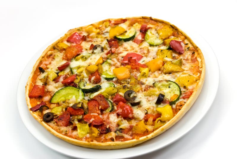 A pizza vegetable on the plate