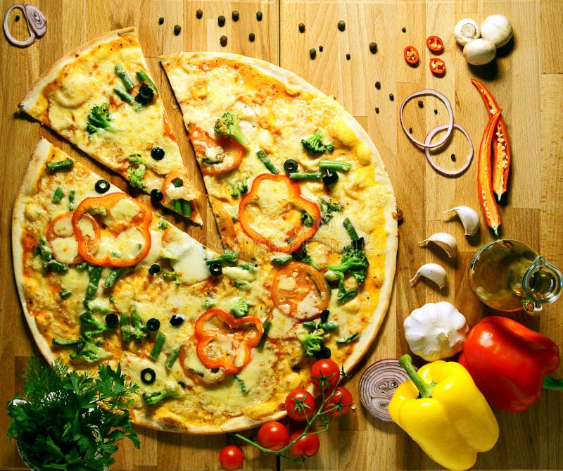 Pizza with Vegetables Herbs and Olive Oil Stock Photo Image of