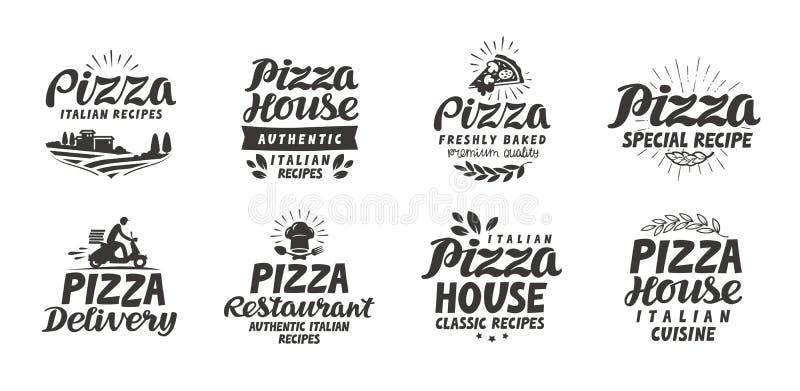Pizza, voedsel vastgestelde pictogrammen Inzameling het van letters voorzien, etiketten voor het restaurant of de koffie van het stock illustratie Pizza, voedsel vastgestelde pictogrammen Inzameling het van letters voorzien, etiketten voor het restaurant of de koffie van het stock illustratie