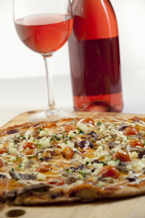 Pizza wine pairing stock photo. Image of state, background 21680742