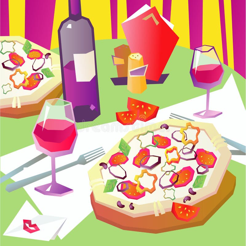 Pizza and Wine stock vector. Illustration of wine, food 47579958