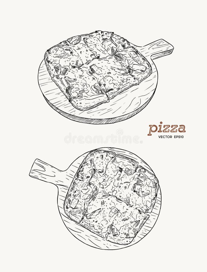 Pizza hand drawn vector illustration Pizza slices in pieces of corners  Design template Stock Vector Image  Art  Alamy