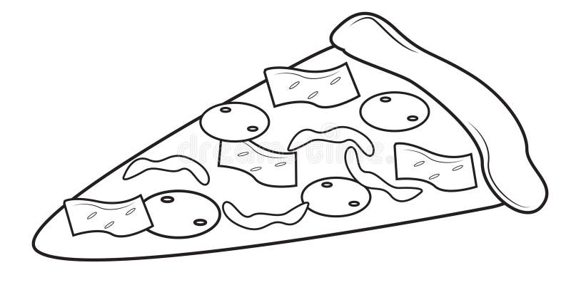 Pizzafärgläggningsida vektor illustrationer Pizzafärgläggningsida vektor illustrationer