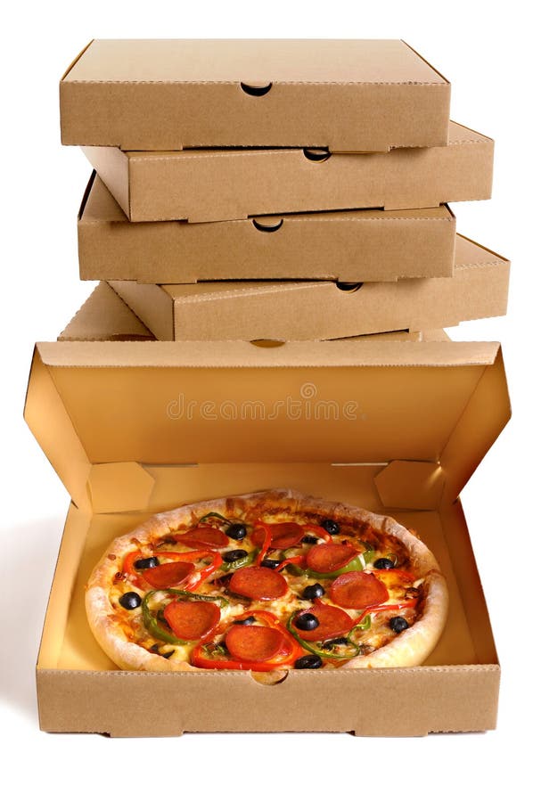 Pizzakasten Frische Gebackene Pizza Stapel Lieferungskasten Lokalisiert Auf Dem Weissen Hintergrund Vertikal Stockfoto Bild Von Hintergrund Gebackene