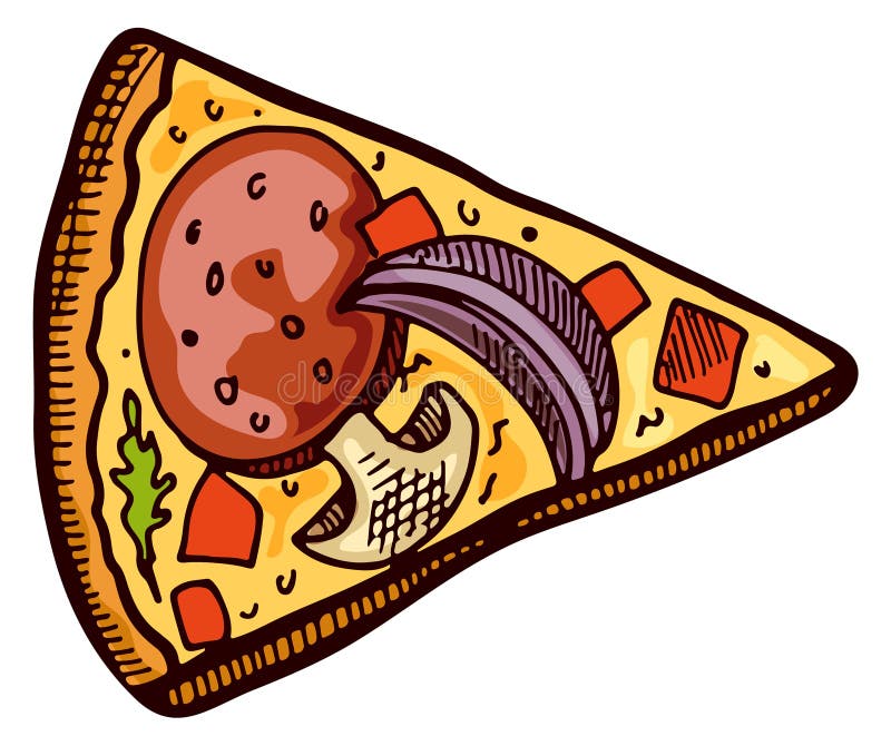 Pizzaschnaddel. handgezogenes italienisches Essen lizenzfreie abbildung