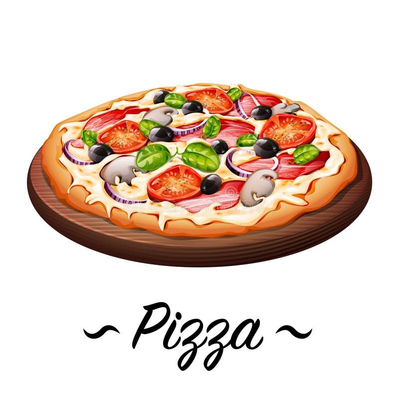 Pizza icons illustration on white background. Pizza icons illustration on white background.