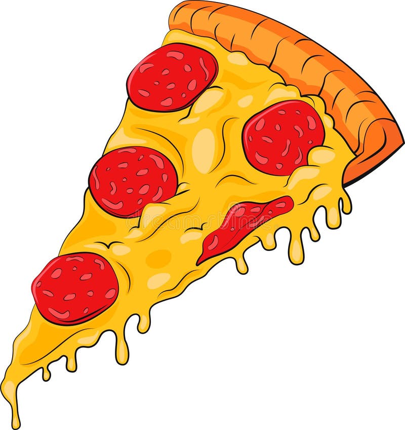 Pizzavektorzeichnung Pizzaausschnitt in lebhaften Farben stock abbildung