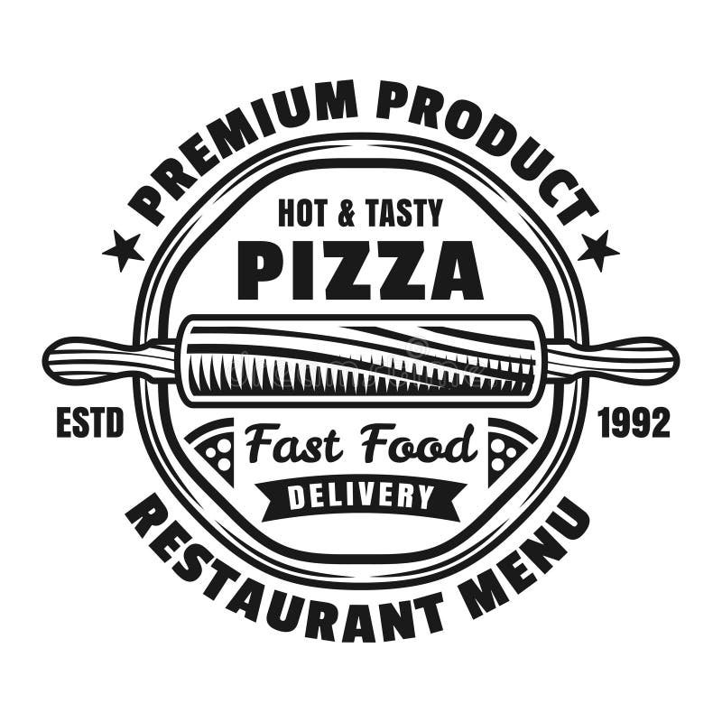 Hot and fresh pizza retro badge design. Vector. Vintage design for