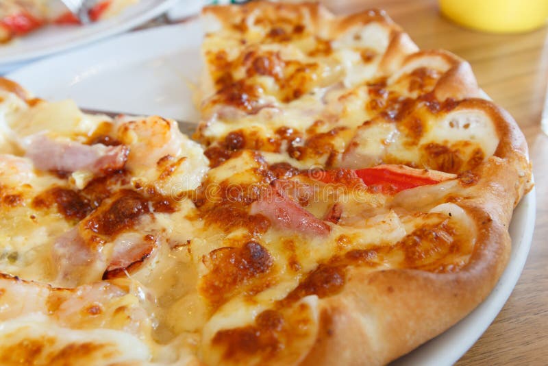 Pizzy zbliżenia szczegółu sztuki karmowy tło zdjęcie stock