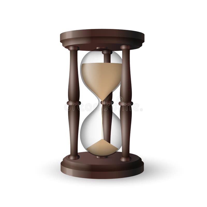 Piękny realistyczny drewniany rocznika hourglass na białym tle royalty ilustracja