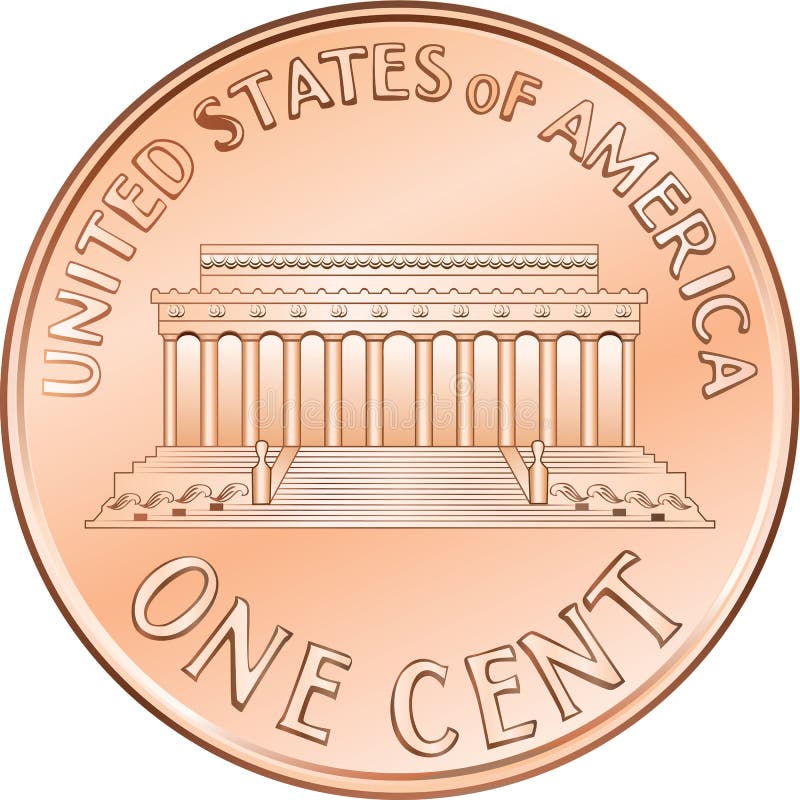 Pièce de monnaie américaine de vecteur un cent, penny