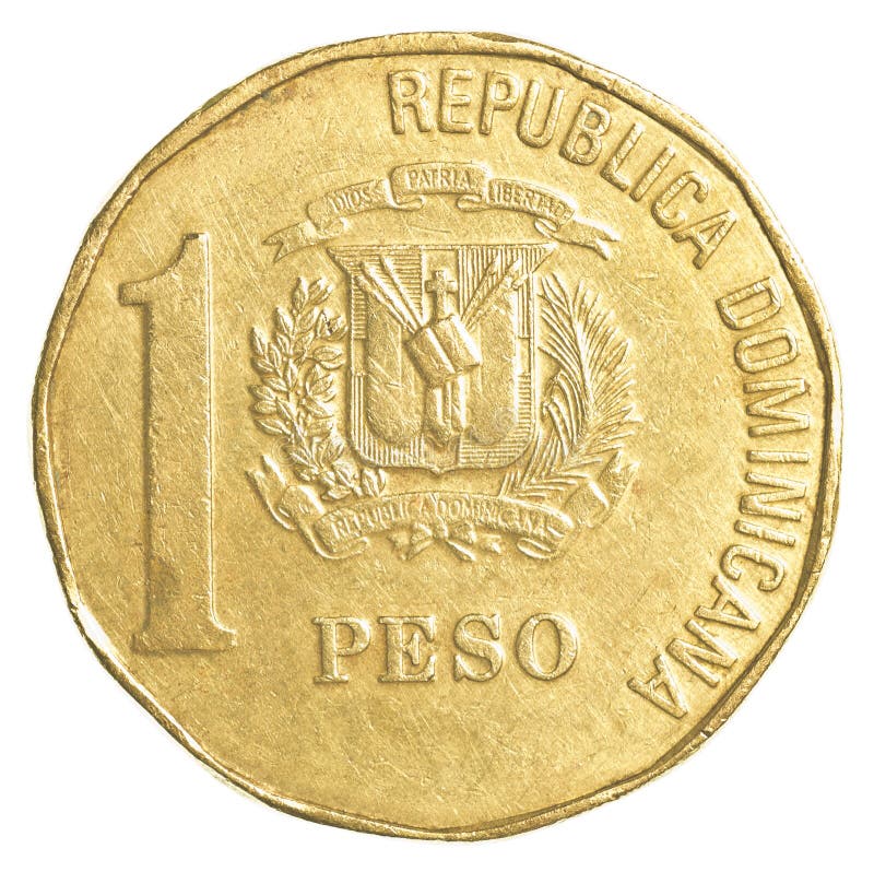 1 dominican republic peso coin isolated on white background. 1 dominican republic peso coin isolated on white background