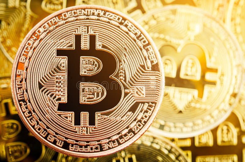 Pièce de monnaie en cuivre de Bitcoin Concept de Cryptocurrency photos stock Pièce de monnaie en cuivre de Bitcoin Concept de Cryptocurrency photos stock