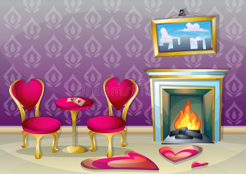 Pièce intérieure de valentine d'illustration de vecteur de bande dessinée avec des couches séparées illustration stock Pièce intérieure de valentine d'illustration de vecteur de bande dessinée avec des couches séparées illustration stock