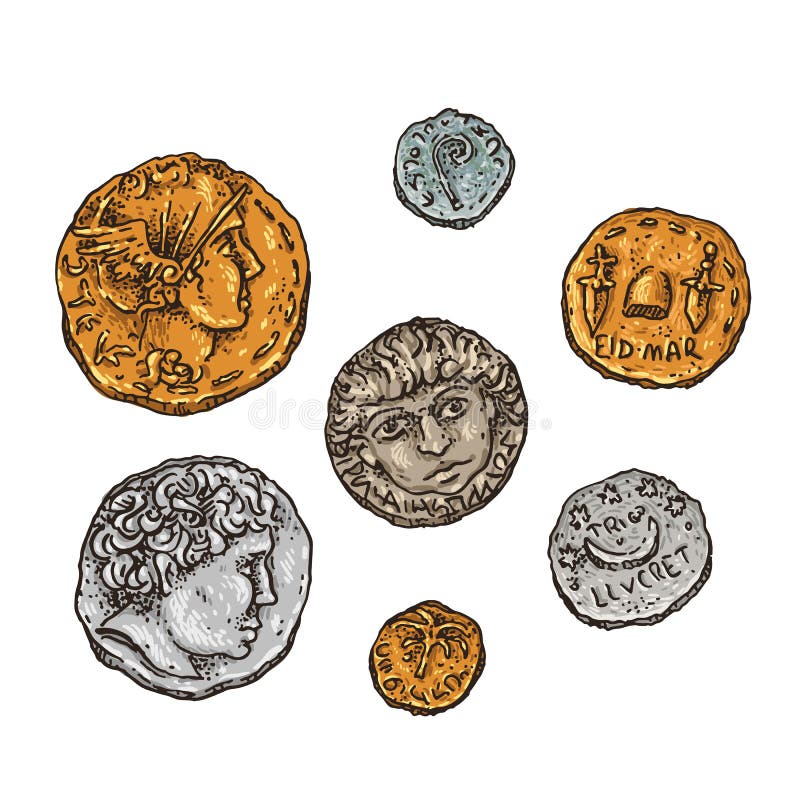 Pièces de monnaie antiques de Rome illustration stock Pièces de monnaie antiques de Rome illustration stock