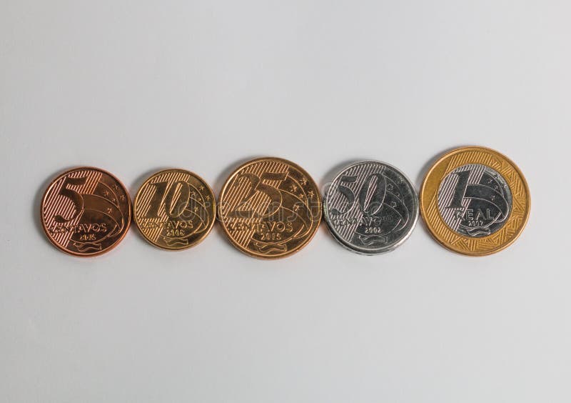 Set of five brazilian coins. Set of five brazilian coins