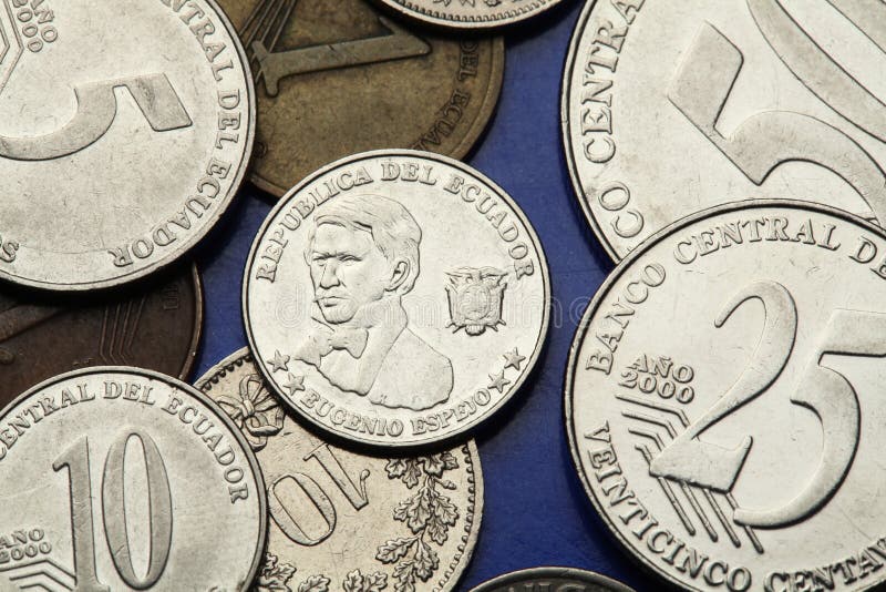 Coins of Ecuador. Ecuadorian national hero Eugenio Espejo depicted in the Ecuadorian centavo coins. Coins of Ecuador. Ecuadorian national hero Eugenio Espejo depicted in the Ecuadorian centavo coins.