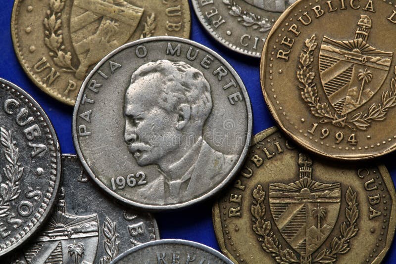 Coins of Cuba. Cuban national hero Jose Marti depicted in the Cuban peso coin. Coins of Cuba. Cuban national hero Jose Marti depicted in the Cuban peso coin.