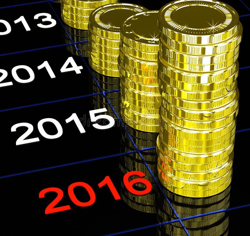 Coins On 2016 Showing Future Economy Or Forecasting. Coins On 2016 Showing Future Economy Or Forecasting