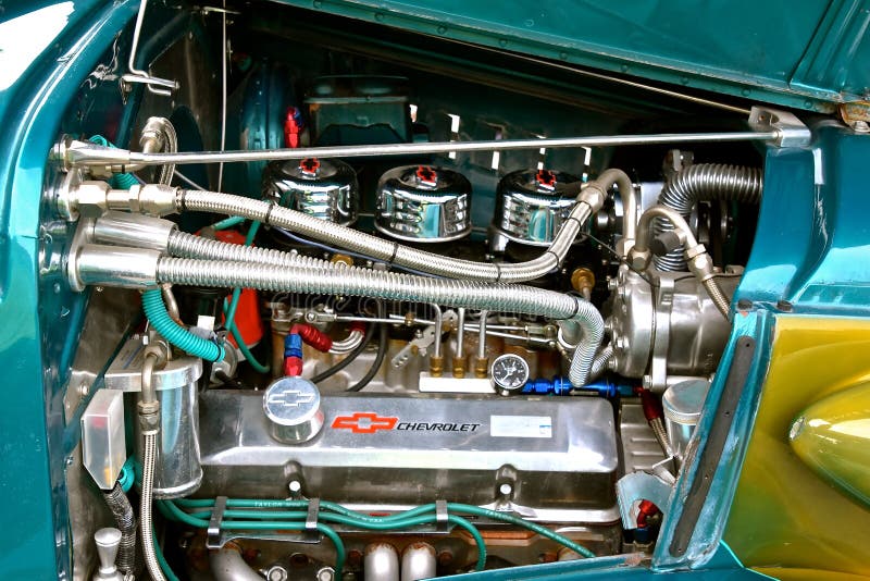 Pièces de moteur de tige de rue de Chevy image stock Pièces de moteur de tige de rue de Chevy image stock