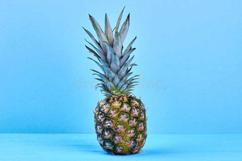 Piña hawaiana deliciosa en fondo azul fotografía de archivo Piña hawaiana deliciosa en fondo azul fotografía de archivo
