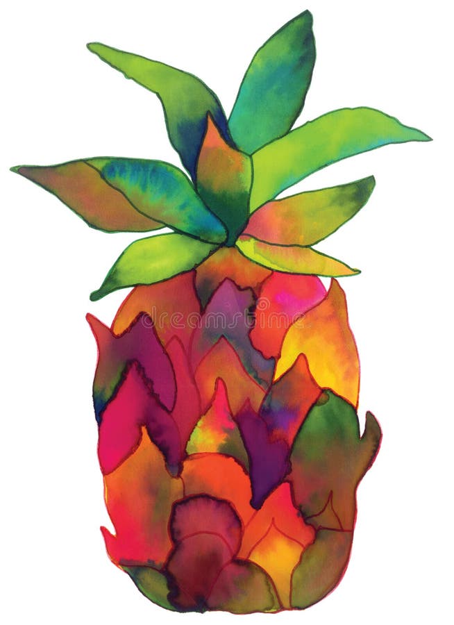 Piña pintada a mano de la acuarela stock de ilustración Piña pintada a mano de la acuarela stock de ilustración