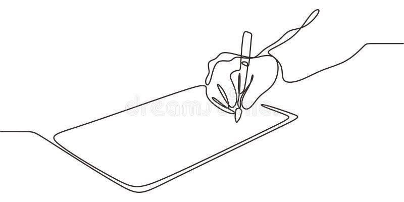 Pióro Minimalistyczne Jednowierszowe. Pisanie notatek papierowych na grafikę wektorową ilustracji