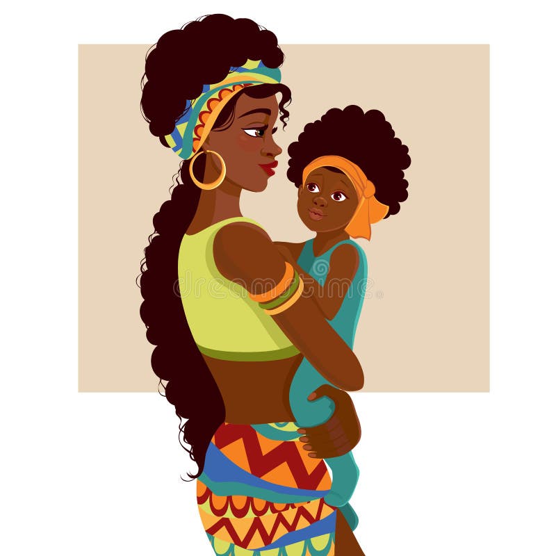 Piękna afroamerykanin matka, dziecko i