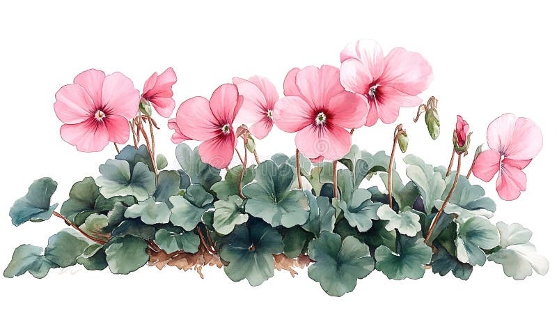 Piękna cyclamen watercolor botaniczna ilustracja royalty ilustracja