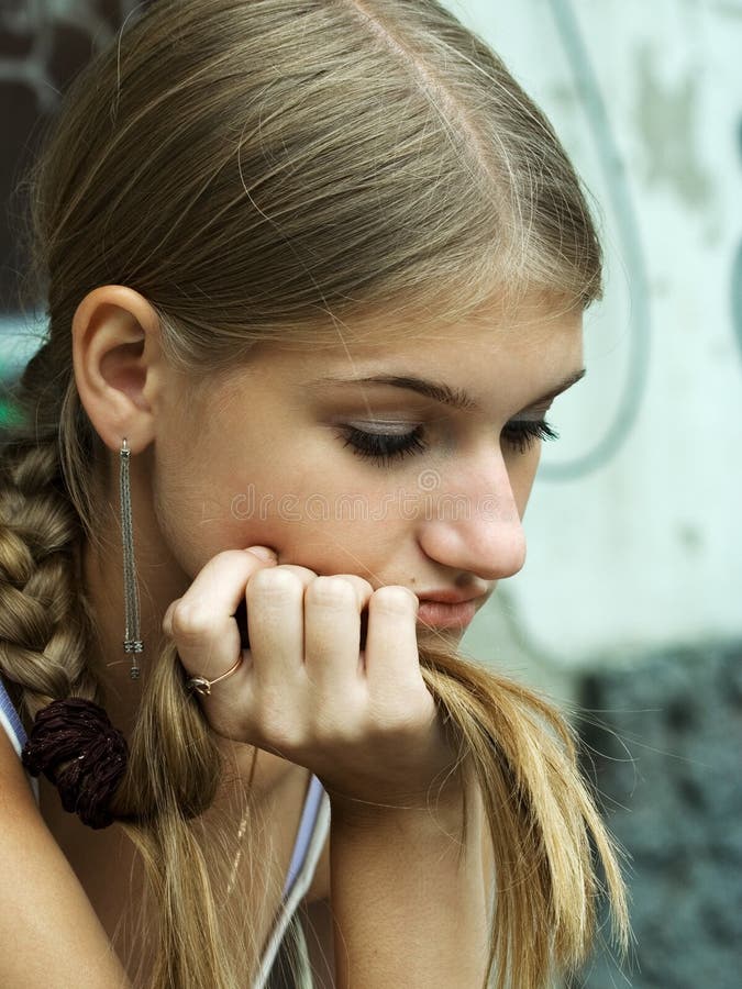 Teenage beauty girl in depression. Teenage beauty girl in depression