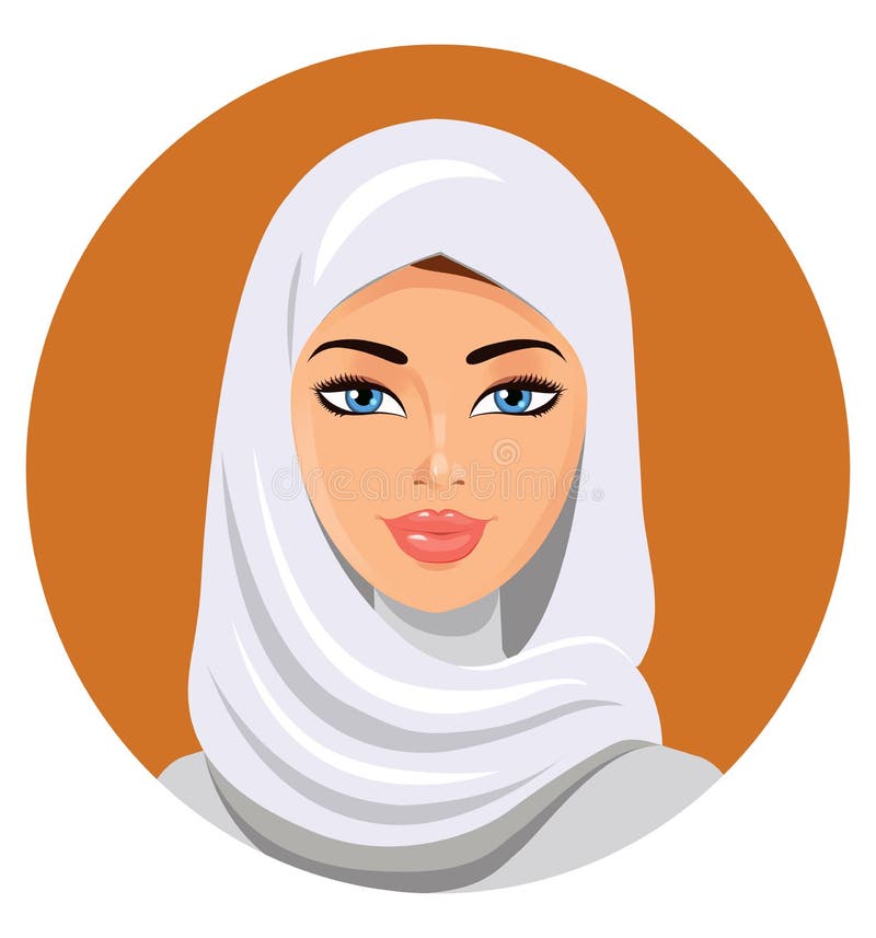 Piękna muzułmańska kobieta w białej hijab wektoru ilustraci ilustracji Piękna muzułmańska kobieta w białej hijab wektoru ilustraci ilustracji