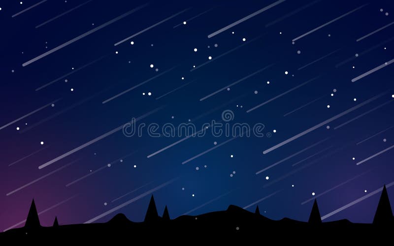 Piękna nocy mknących gwiazd krajobrazowa wektorowa ilustracja ilustracja wektor Piękna nocy mknących gwiazd krajobrazowa wektorowa ilustracja ilustracja wektor