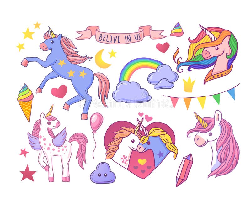 Piękna ręka rysująca wektorowa ilustracyjna jednorożec ilustracja wektor