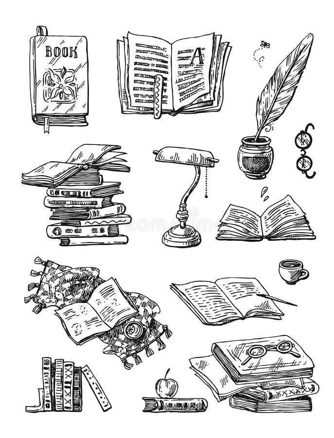 Piękna ręka rysujący set wektorowy ilustracyjny czytanie książka ilustracja wektor Piękna ręka rysujący set wektorowy ilustracyjny czytanie książka ilustracja wektor