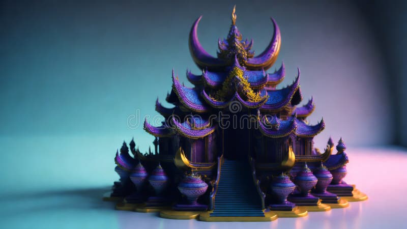 Piękna wzorzysta purpurowa świątynia jest świadectwem zawiłości rzemiosła i architektonicznego wspaniałości. ilustracji