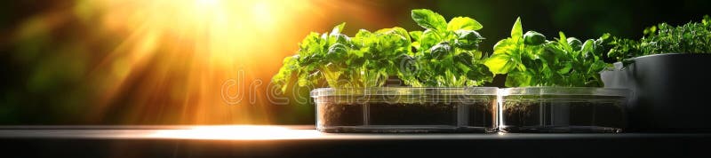 Piękne zielone zioła rosnące w naturalnym słońcu ilustracja wektor