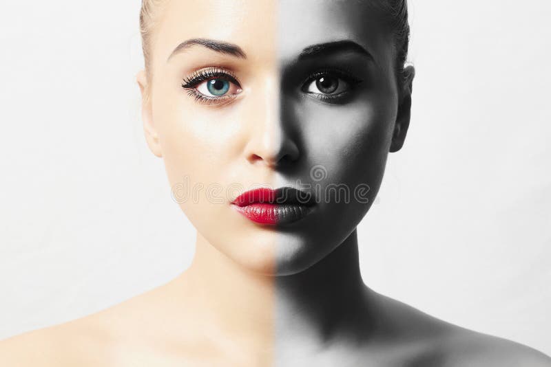 piękni twarzy kobiety potomstwa blond dziewczyna Czysty piękno model monochromatyczny portret zdjęcia stock piękni twarzy kobiety potomstwa blond dziewczyna Czysty piękno model monochromatyczny portret zdjęcia stock