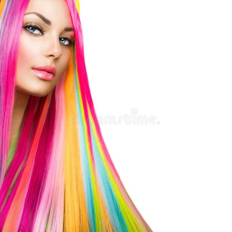 Piękno Wzorcowa dziewczyna z Kolorowym włosy i Makeup fotografia royalty free Piękno Wzorcowa dziewczyna z Kolorowym włosy i Makeup fotografia royalty free