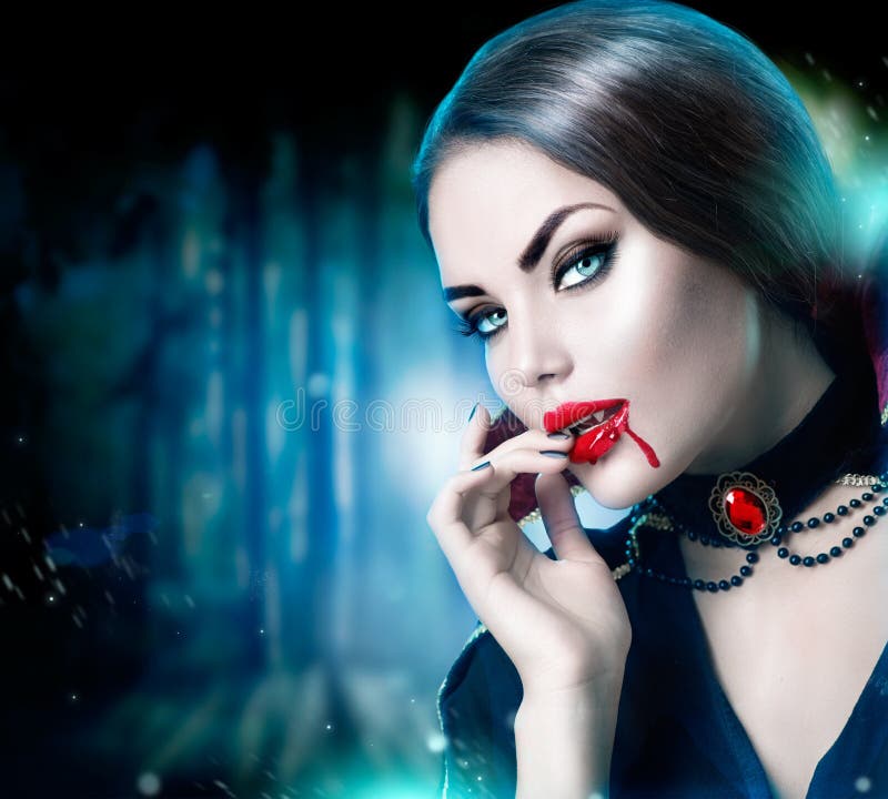 Piękny Halloween wampira kobiety portret zdjęcie royalty free Piękny Halloween wampira kobiety portret zdjęcie royalty free