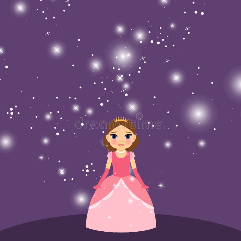 Piękny kreskówki princess na fiołkowym tle ilustracji Piękny kreskówki princess na fiołkowym tle ilustracji