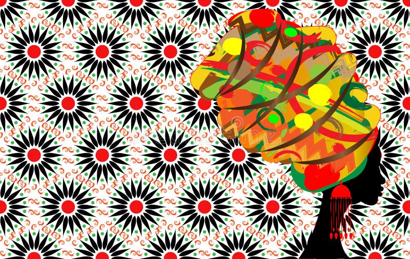 Piękny profil kobiety sylwetki whit kolczyk Piękno loga szablon Wektoru Firma imię Afro batika stylu tło ilustracja wektor Piękny profil kobiety sylwetki whit kolczyk Piękno loga szablon Wektoru Firma imię Afro batika stylu tło ilustracja wektor