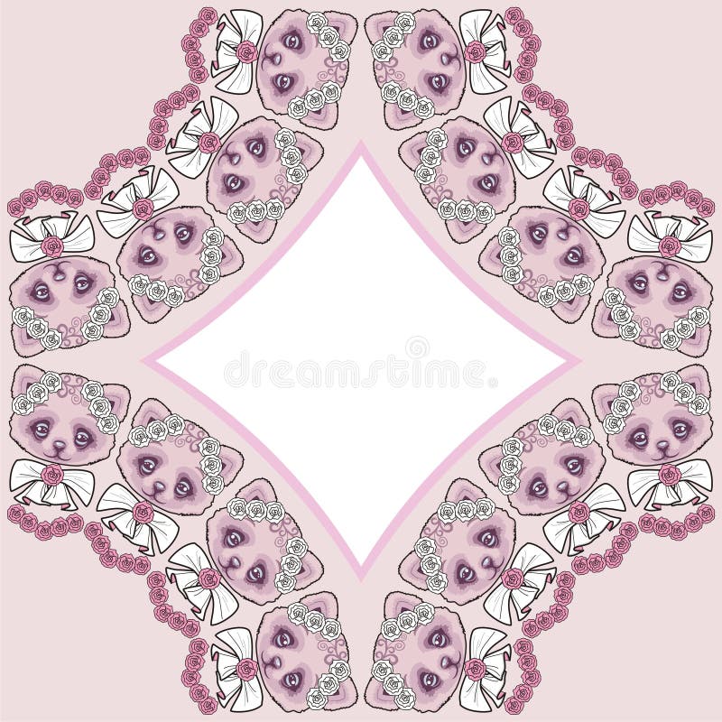 Piękny rhombus rama z serce, kotem, menchie i nowy pastelowy kolor i, ilustracja wektor Piękny rhombus rama z serce, kotem, menchie i nowy pastelowy kolor i, ilustracja wektor