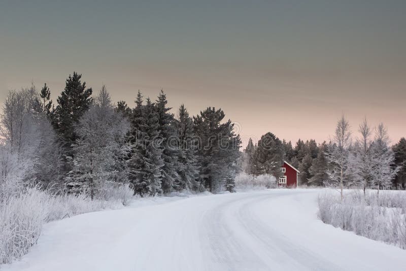 Piękny zima krajobraz w Lapland Finlandia