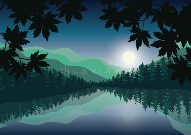 Piękny zmierzch, Wektorowy ilustracja krajobraz royalty ilustracja Piękny zmierzch, Wektorowy ilustracja krajobraz royalty ilustracja