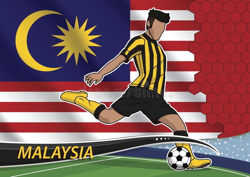 Piłka nożna gracz drużynowy w mundurze z stan flaga państowowa malays ilustracja wektor Piłka nożna gracz drużynowy w mundurze z stan flaga państowowa malays ilustracja wektor