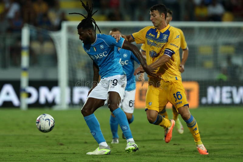 Piłka nożna : serie a 2023 2024 mecz dzień 1 frosinone calcio vs napoli calcio benito stirp in frosinone obrazy royalty free