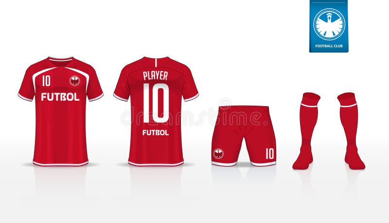 Piłki nożnej bydło lub futbolu zestawu koszulki sport, skróty, skarpeta szablonu projekt dla sporta klubu Płaski futbolowy logo n ilustracji Piłki nożnej bydło lub futbolu zestawu koszulki sport, skróty, skarpeta szablonu projekt dla sporta klubu Płaski futbolowy logo n ilustracji