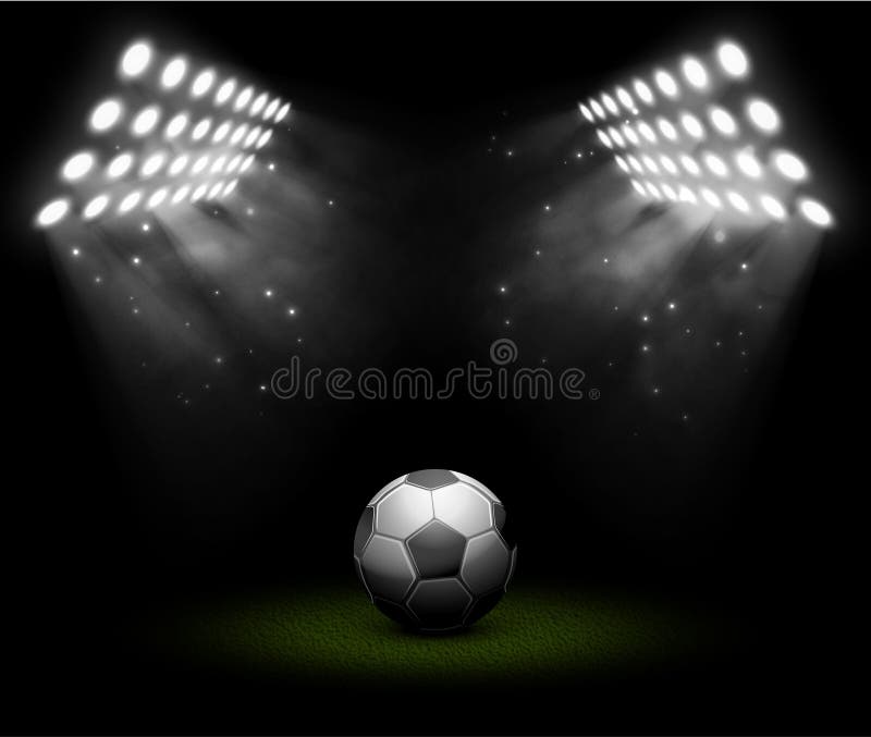 Soccer ball in light of searchlights. Eps 10. Soccer ball in light of searchlights. Eps 10